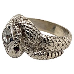 Vintage Platinum & Diamond Snake Ring