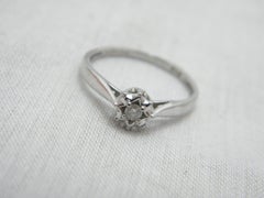 Vintage Platinum Diamond Solitaire Engagement Ring Size J1/2 5.25 950 Purity