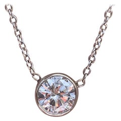 Vintage Platinum and Diamond Solitaire Pendant Necklace 1.75 Carat