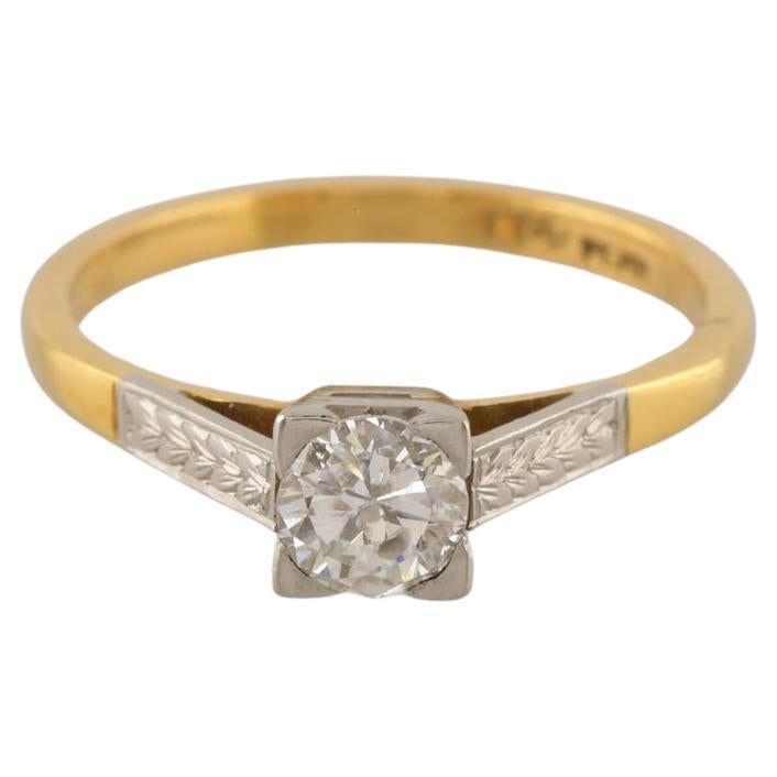 Platin-Diamant- Solitär-Ring, Vintage im Angebot