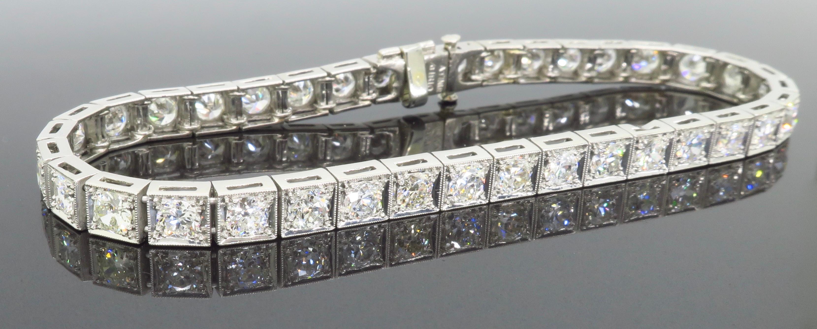 Vintage Platinum Diamond Tennis Bracelet 2