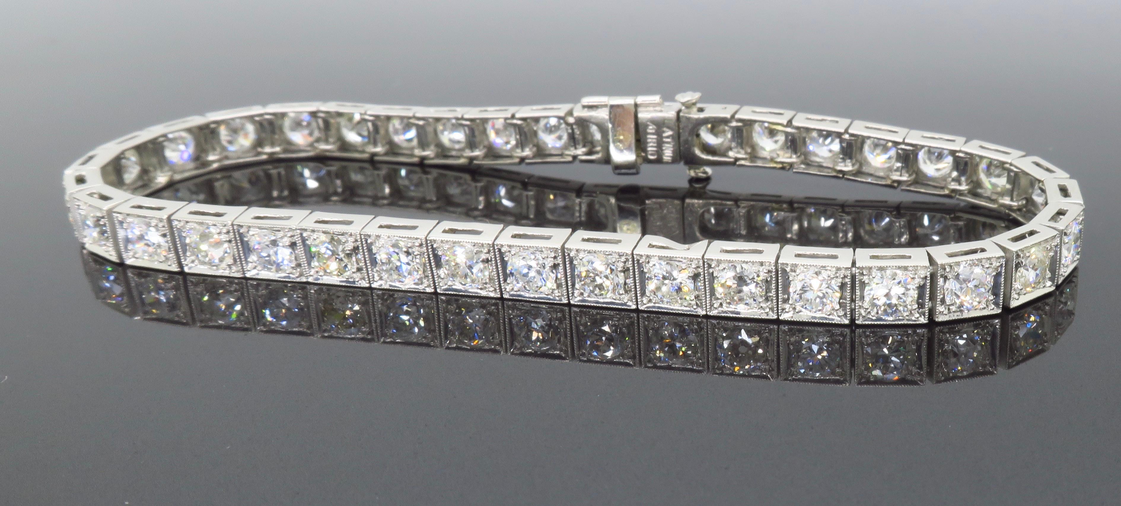 Vintage Platinum Diamond Tennis Bracelet 3