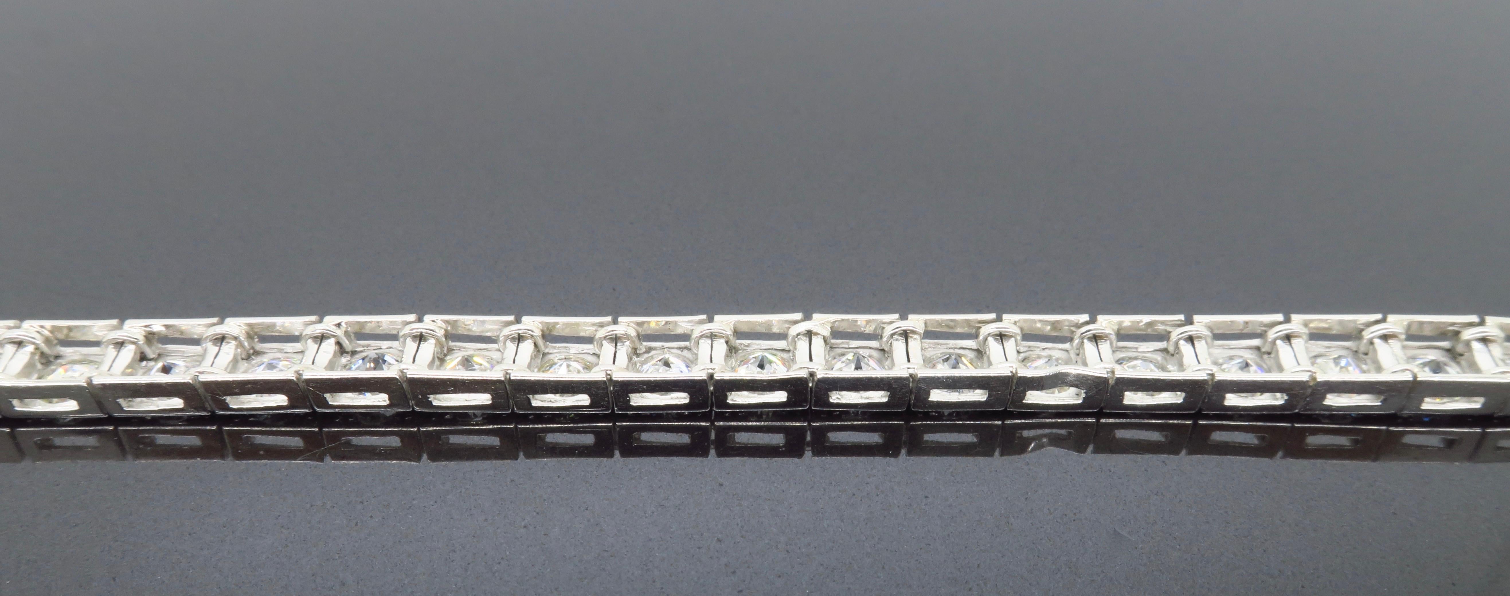 Vintage Platinum Diamond Tennis Bracelet 4