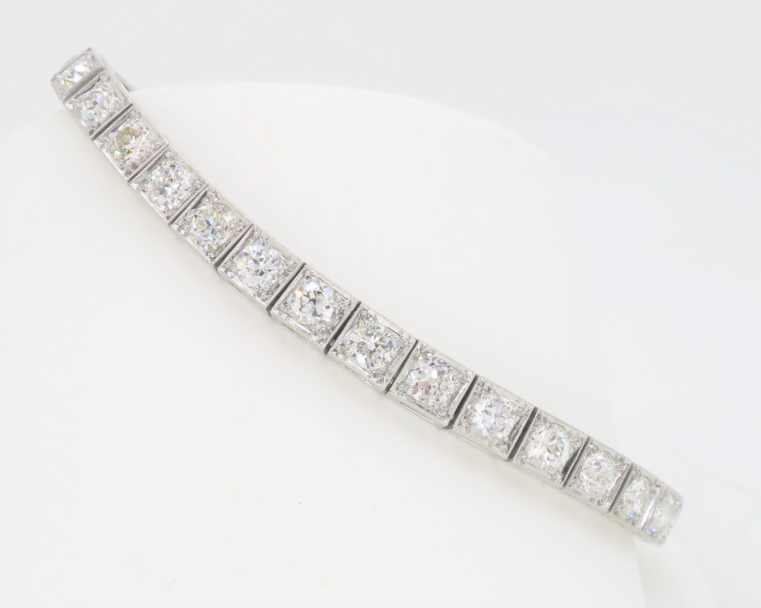 Women's or Men's Vintage Platinum Diamond Tennis Bracelet
