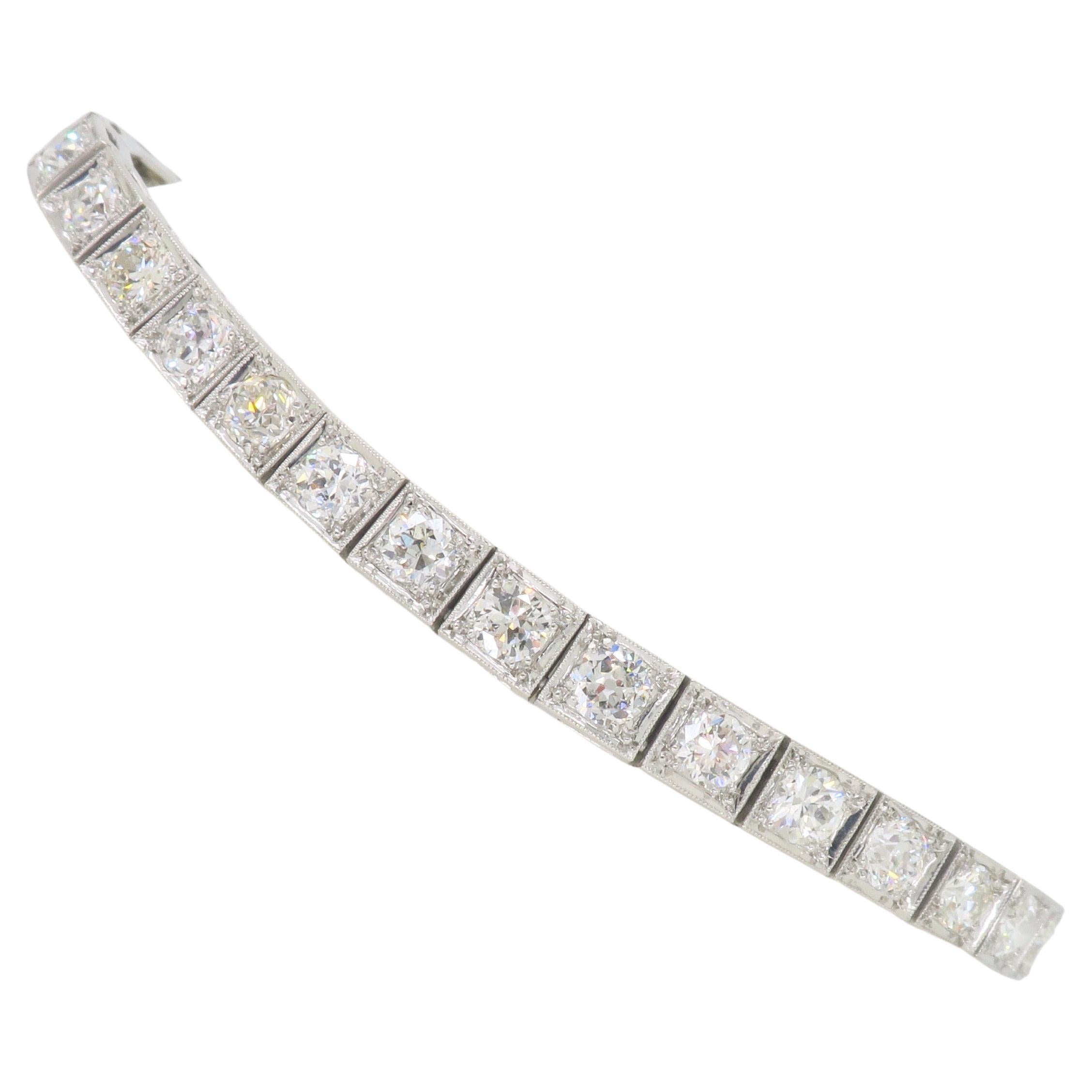 Vintage Platinum Diamond Tennis Bracelet