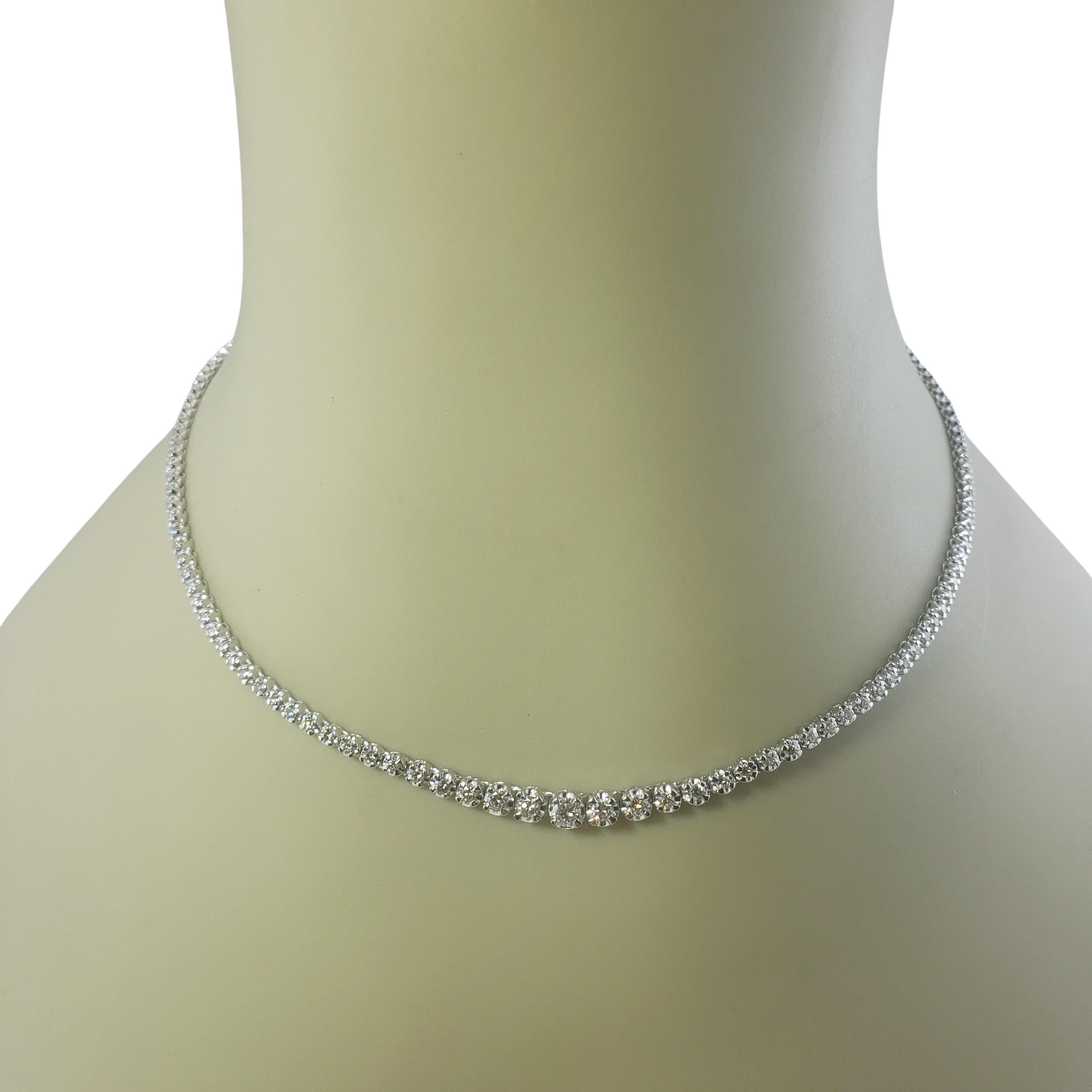 Vintage Platinum Diamond Tennis Necklace In Good Condition In Washington Depot, CT