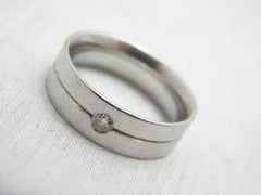 Vintage Platinum Diamond Thick Heavy Wedding Ring Size P 7.75 950 Purity
