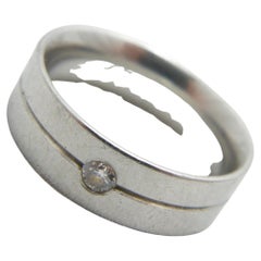 Retro Platinum Diamond Thick Heavy Wedding Ring Size P 7.75 950 Purity