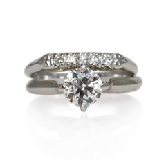 Used Platinum Diamond Wedding Ring Set 7.8g