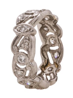 Vintage Platinum Diamond Wide Eternity Band 0.75 Carat, circa 1940s