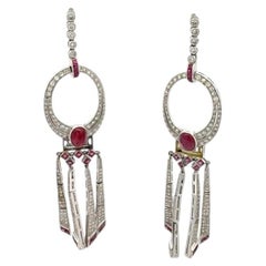 Vintage Platinum Drop Earrings with 5.3 Carat Round H-SI1 Diamonds