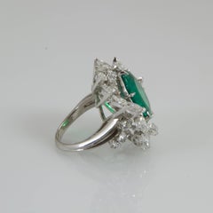 Emerald Diamond Platinum Cocktail Ring
