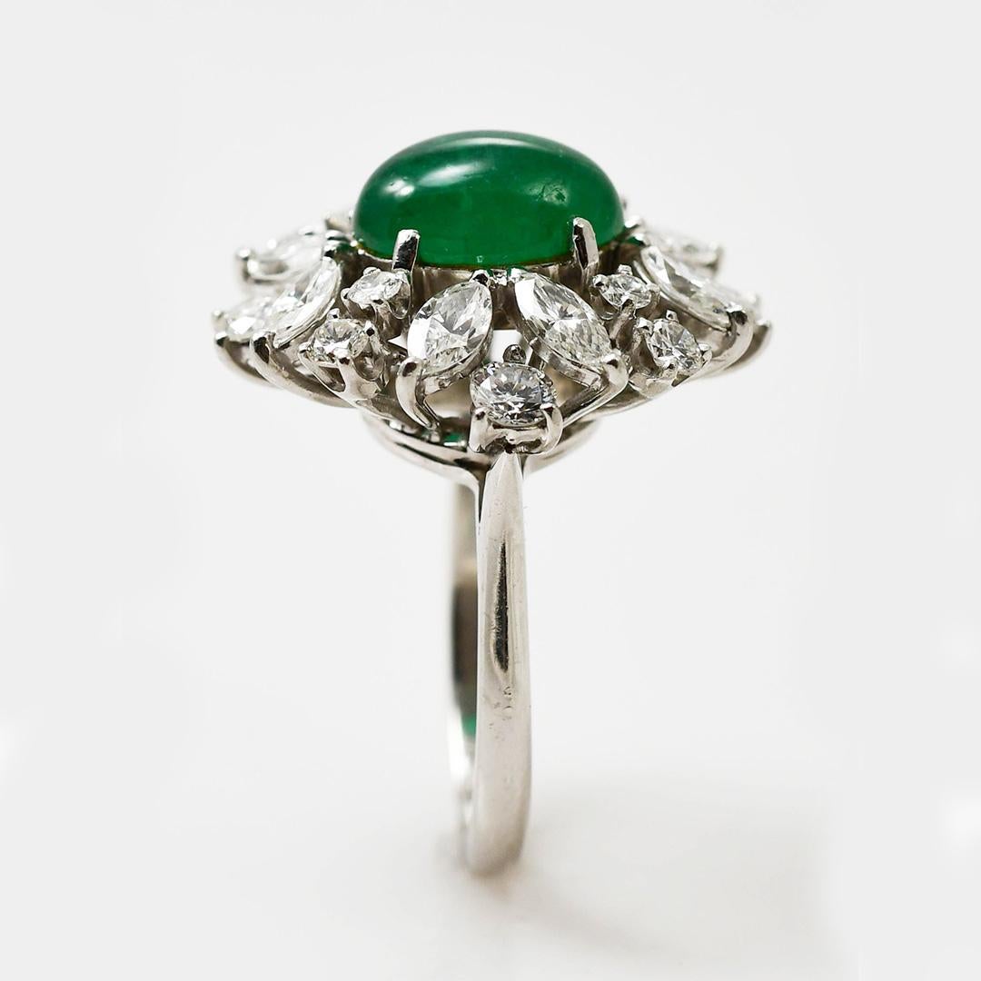 Vintage Platinum Emerald & Diamond Ring 10.7g 1