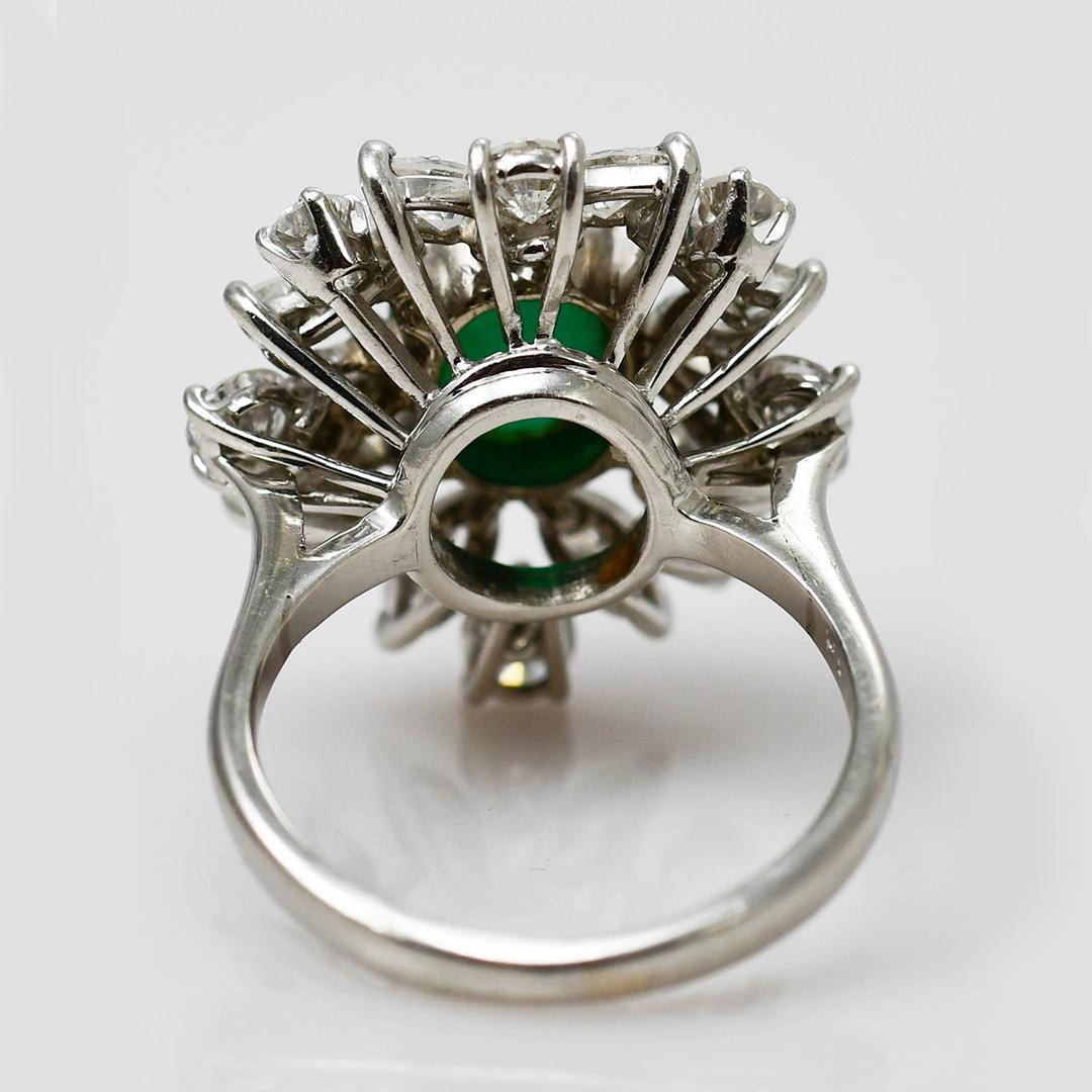 Vintage Platinum Emerald & Diamond Ring 10.7g 2