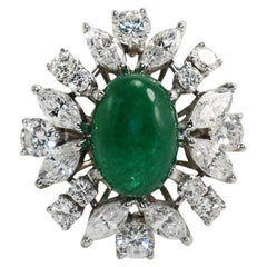 Vintage Platinum Emerald & Diamond Ring 10.7g