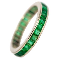 Vintage Platinum Emerald Full Eternity Band