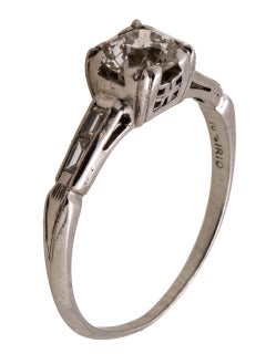 Vintage Platinum Engagement Ring 0.60 Carat I-VS2 OEC, circa 1930s