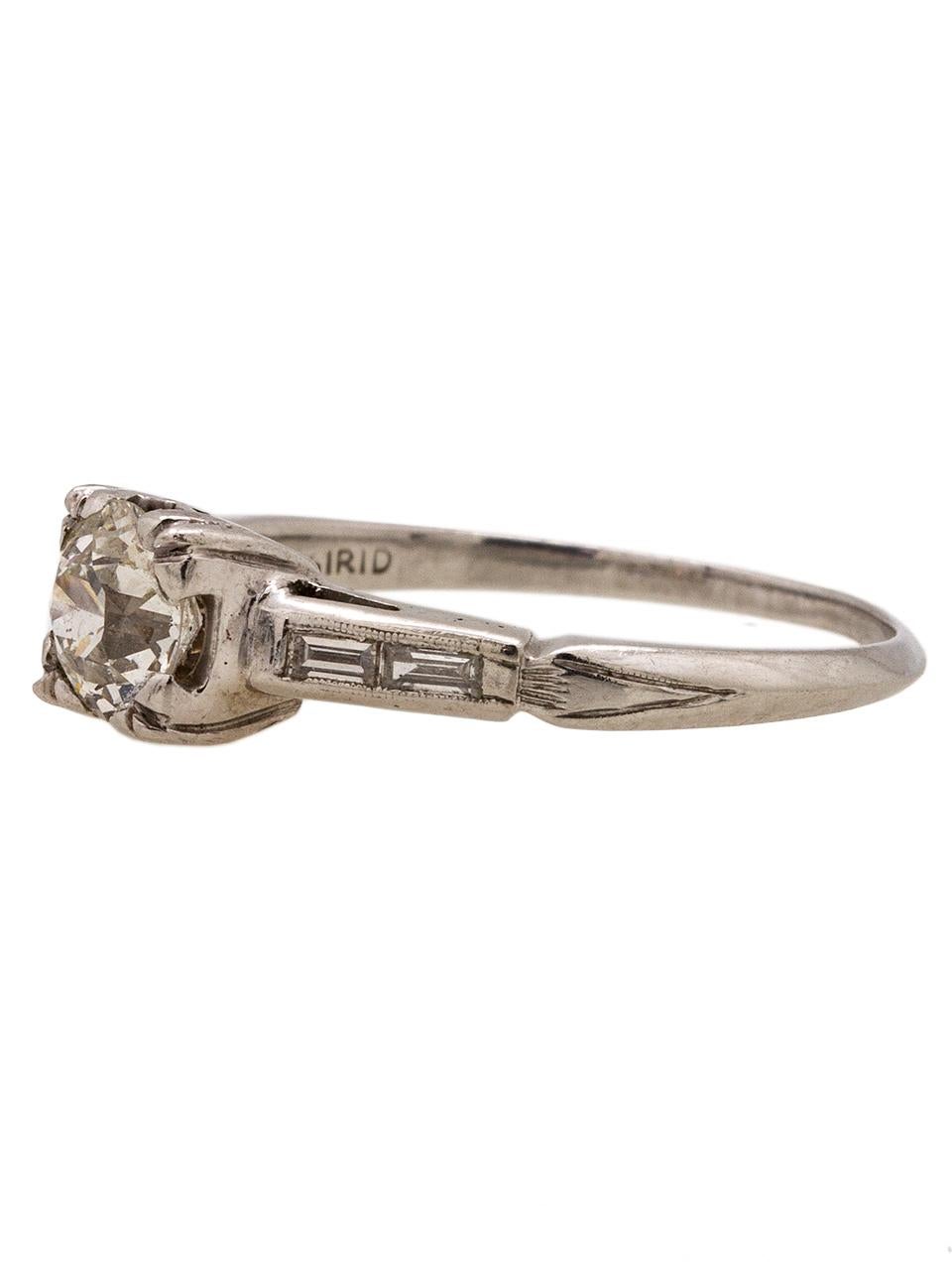 Art Deco Vintage Platinum Engagement Ring 0.60 Carat I-VS2 OEC, circa 1930s For Sale