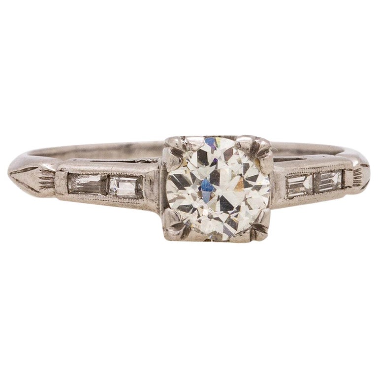 Vintage Platinum  Engagement  Ring  0 60 Carat I VS2 OEC 