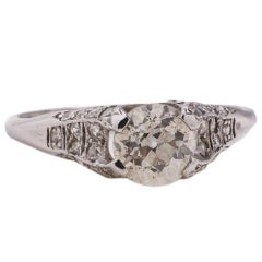 Vintage Platinum Engagement Ring 0.99 OEC Diamond H VS-1, circa 1930s