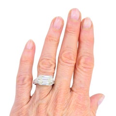 Vintage Platinum Engagement Ring Emerald Cut Diamond 6.28cts Estate Jewelry