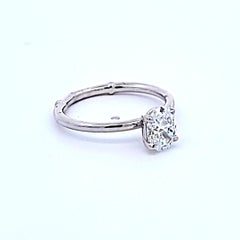 Vintage Platinum Engagement Ring with 1.03 Carat Oval Diamonds E-SI2 GIA