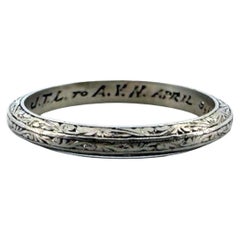 Vintage Platinum Engraved Band Size 4.5