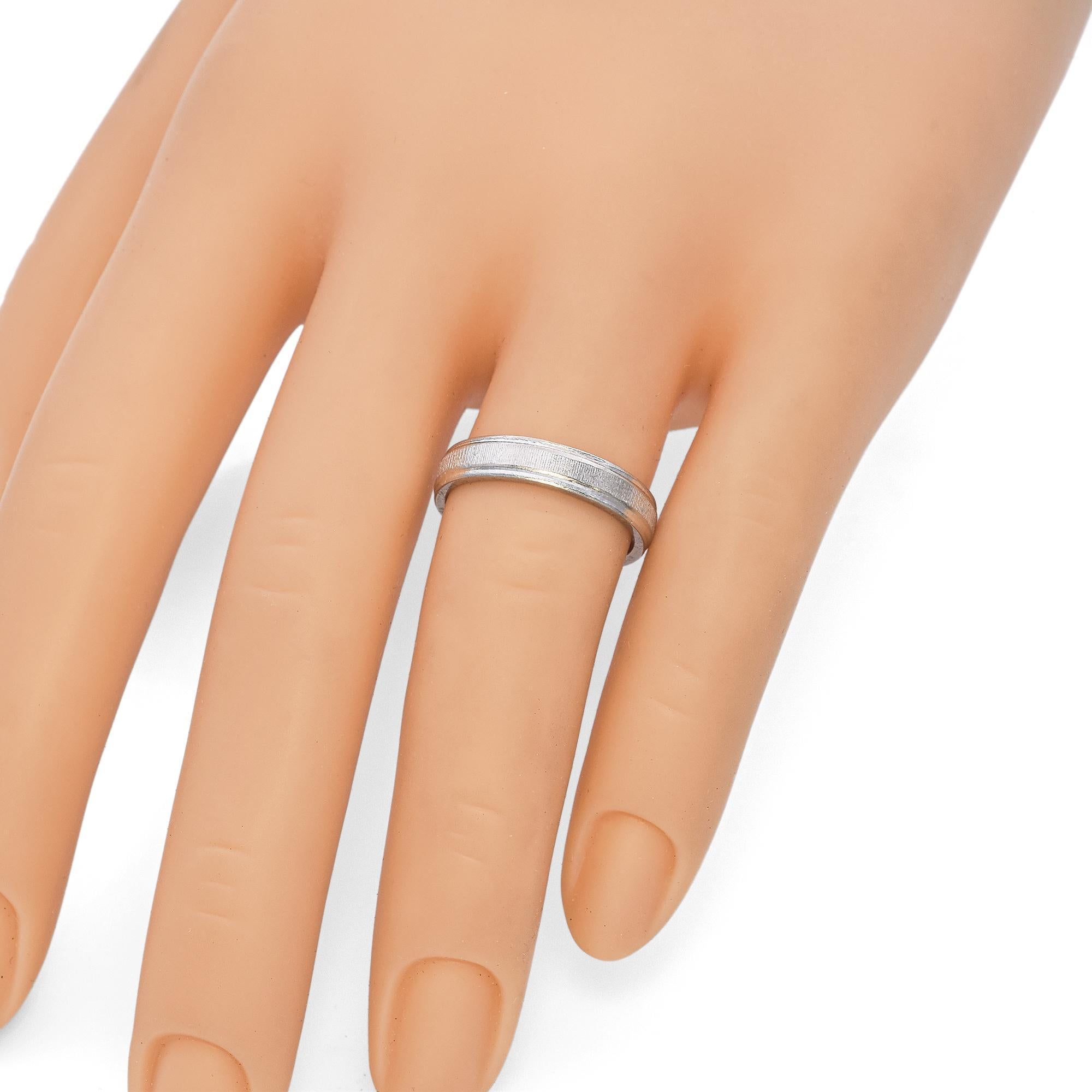 Vintage Platinum Etched Wedding Band For Sale 3
