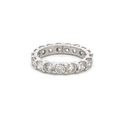 Vintage Platinum Eternity Band Ring with 4.5 Carat Round Diamonds Size 8