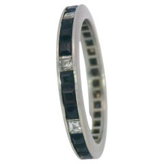 Retro Platinum Eternity Band with Sapphire and Diamonds