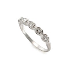 Vintage Platinum Five Single Cut Diamond Half Eternity Wedding Band