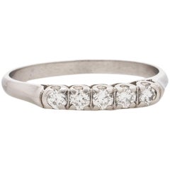 Vintage Platinum Five-Stone Diamond Band 0.25 Carat, circa 1940s