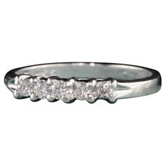 Vintage Platinum Five Stone Diamond Wedding Band