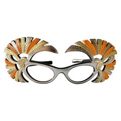 Vintage Platinum French Designer Deco Eyeglass Frames