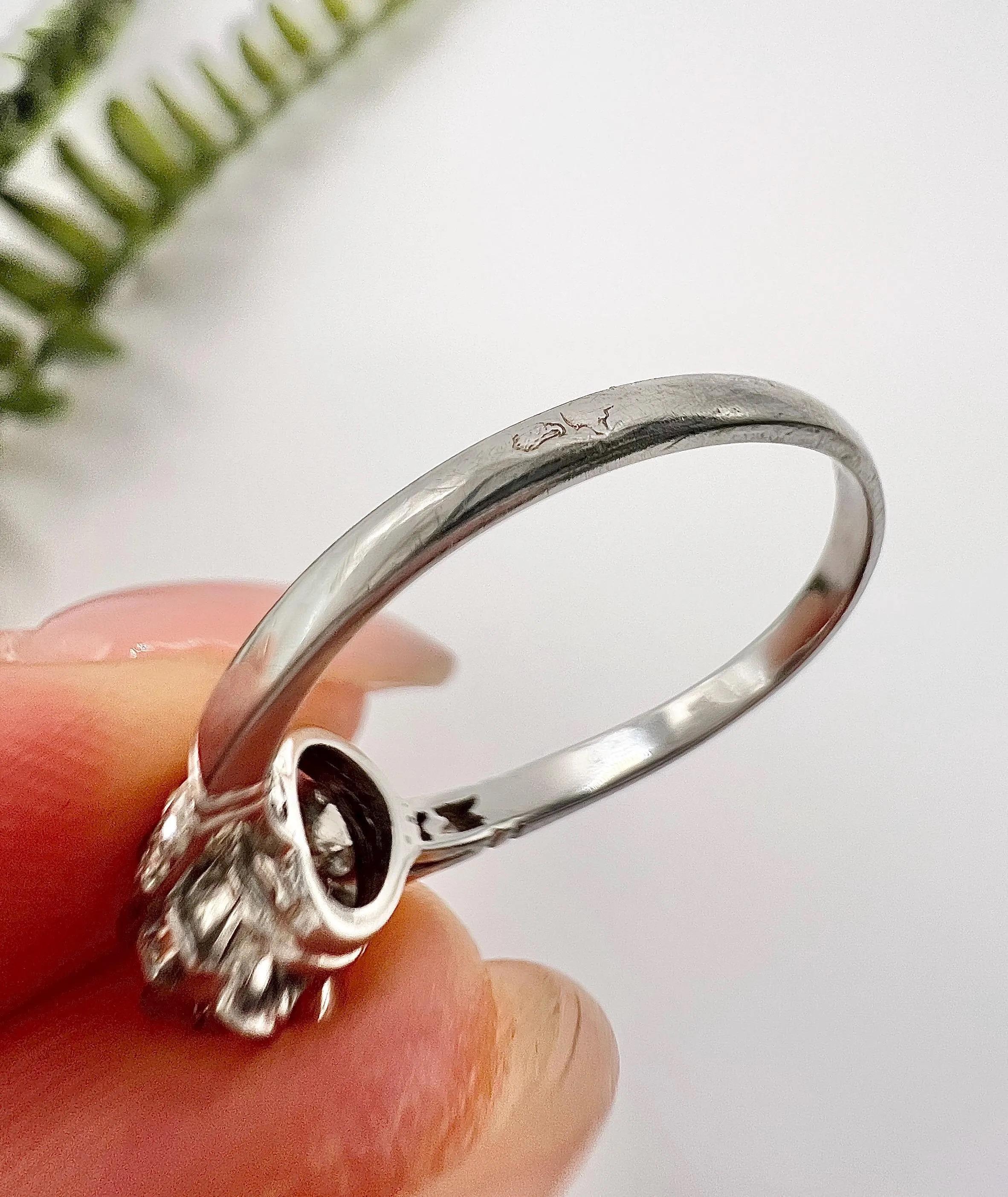 Vintage Platinum French Hallmarked, Single-Stone Diamond Engagement Ring 4