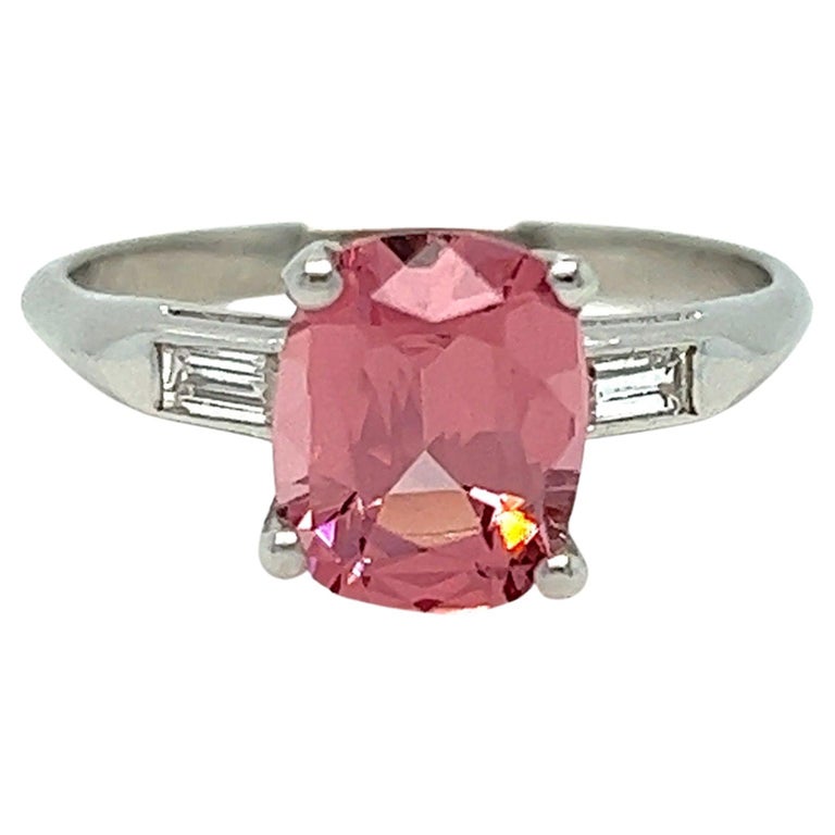 Vintage Platinum Engagement Ring with Baguette Diamonds, 2.70ct