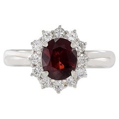 Vintage Platinum Genuine Red Spinel And Diamond Ring