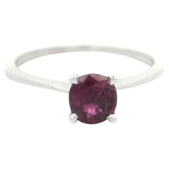 Vintage Platin GIA 0,58 Karat Ovalschliff Rubin Solitär Petite Skinny Band Ring, Vintage