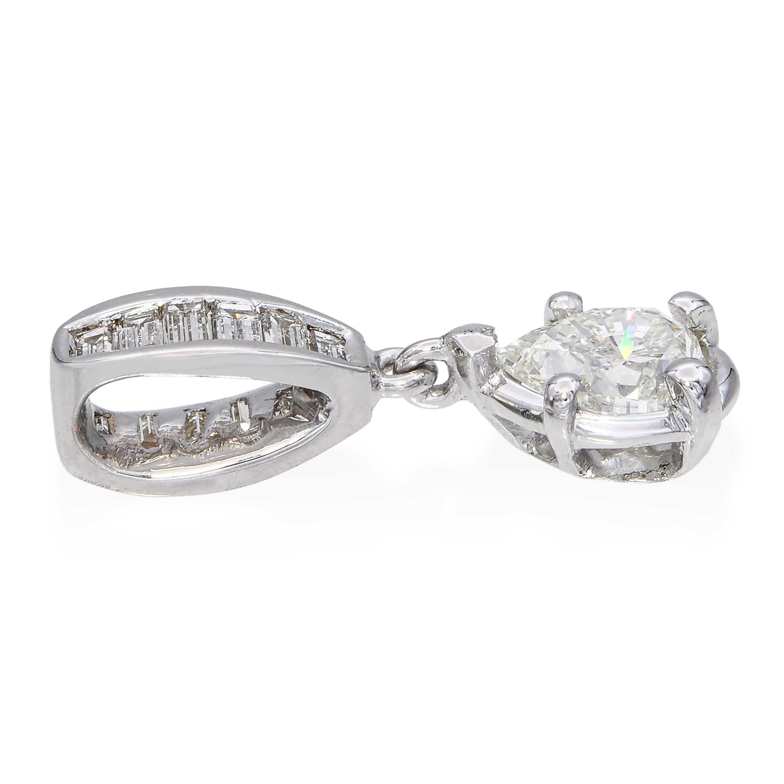 Ciondolo vintage in platino GIA 0,98tcw J Si2 con diamante In condizioni buone in vendita a New York, NY