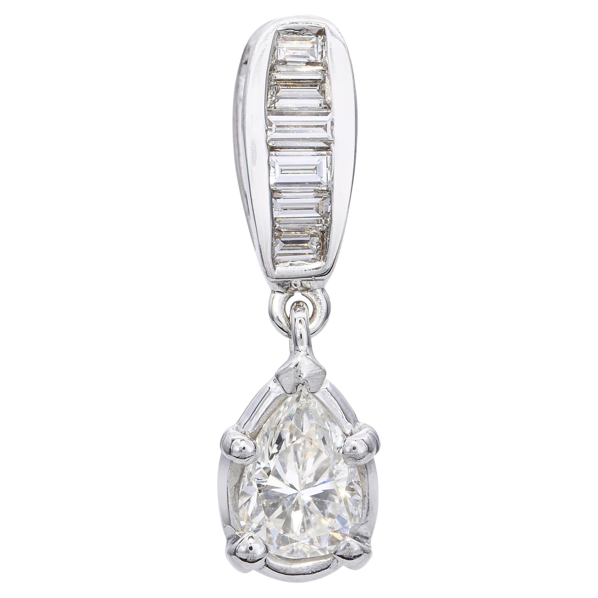 Ciondolo vintage in platino GIA 0,98tcw J Si2 con diamante in vendita