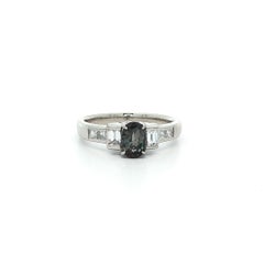Vintage Platinum GIA 1.02ctw Oval Green Purple Brazil Alexandrite Diamond Ring