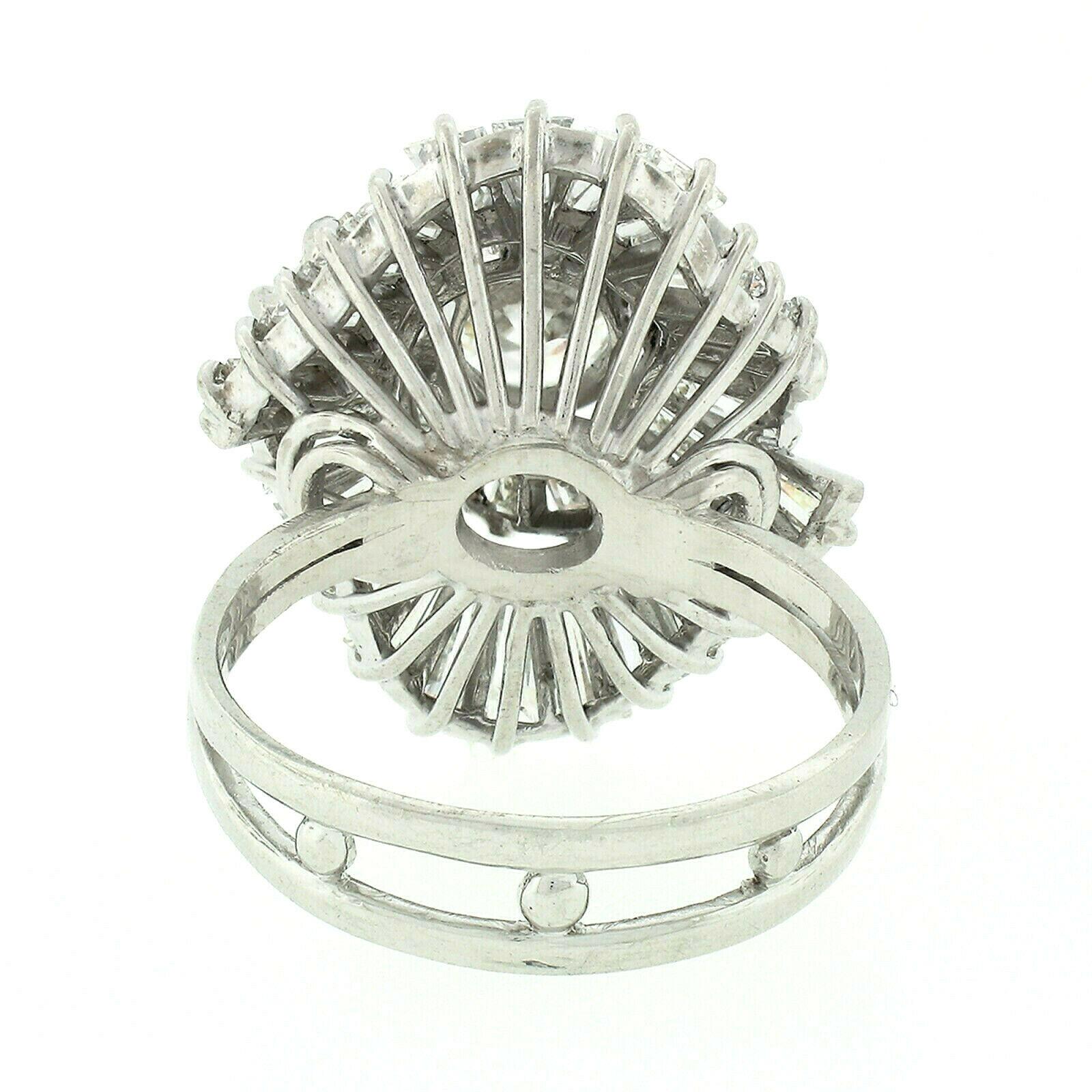 Women's Vintage Platinum GIA 1.07ct G VVS2 Round Diamond Baguette Swirl Ballerina Ring