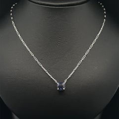 Vintage Platinum GIA 1.35ct Burma No Heat Sapphire Solitaire Pendant Necklace