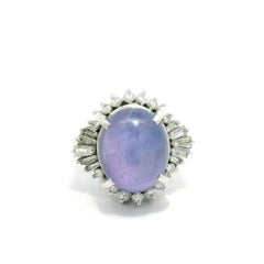 Vintage Platinum GIA 14.23ctw Color Change Star Sapphire Diamond Ballerina Ring