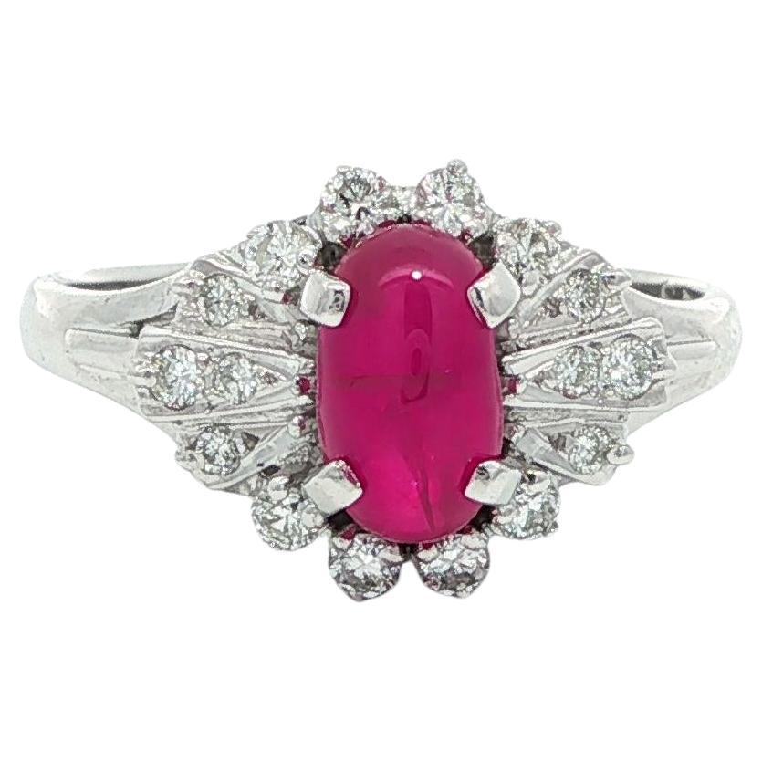 Anillo vintage de platino GIA de 1,47 ctw de rubí estrella de Birmania de alta calidad con diamantes en venta