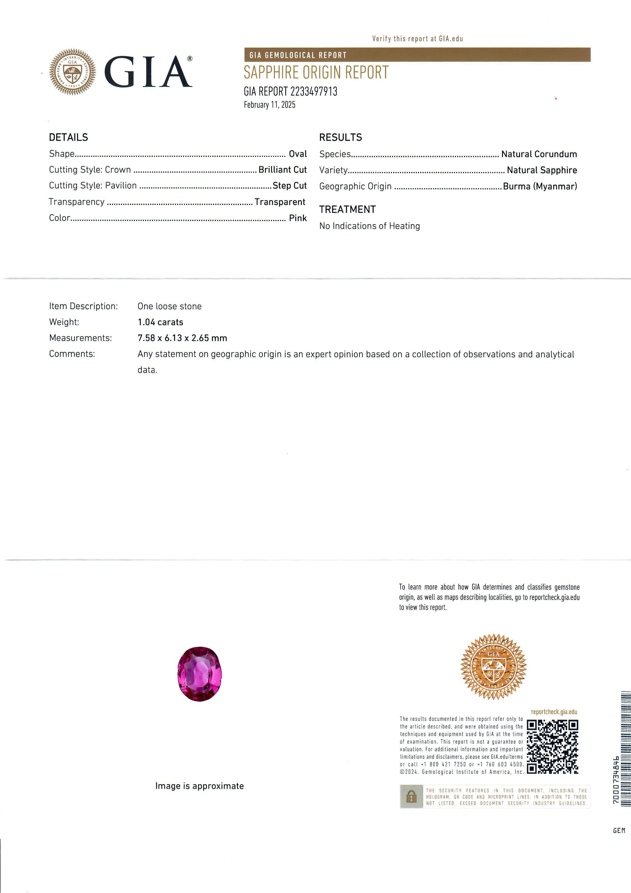 Breiter Vintage Platinring, Platin GIA 2,14ctw, unbehandelter burmesischer rosa Saphir, Diamant Damen im Angebot