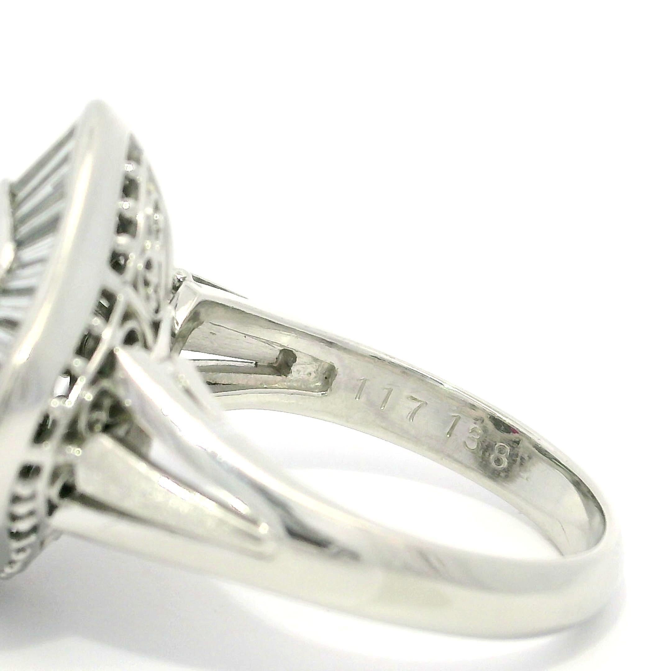 Brilliant Cut Vintage Platinum GIA 2.55ctw Vivid Red Ruby & Diamond Ballerina Cocktail Ring For Sale