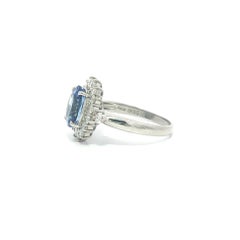 Vintage Platinum GIA 3.36ct Ceylon No Heat Cornflower Blue Sapphire Diamond Ring