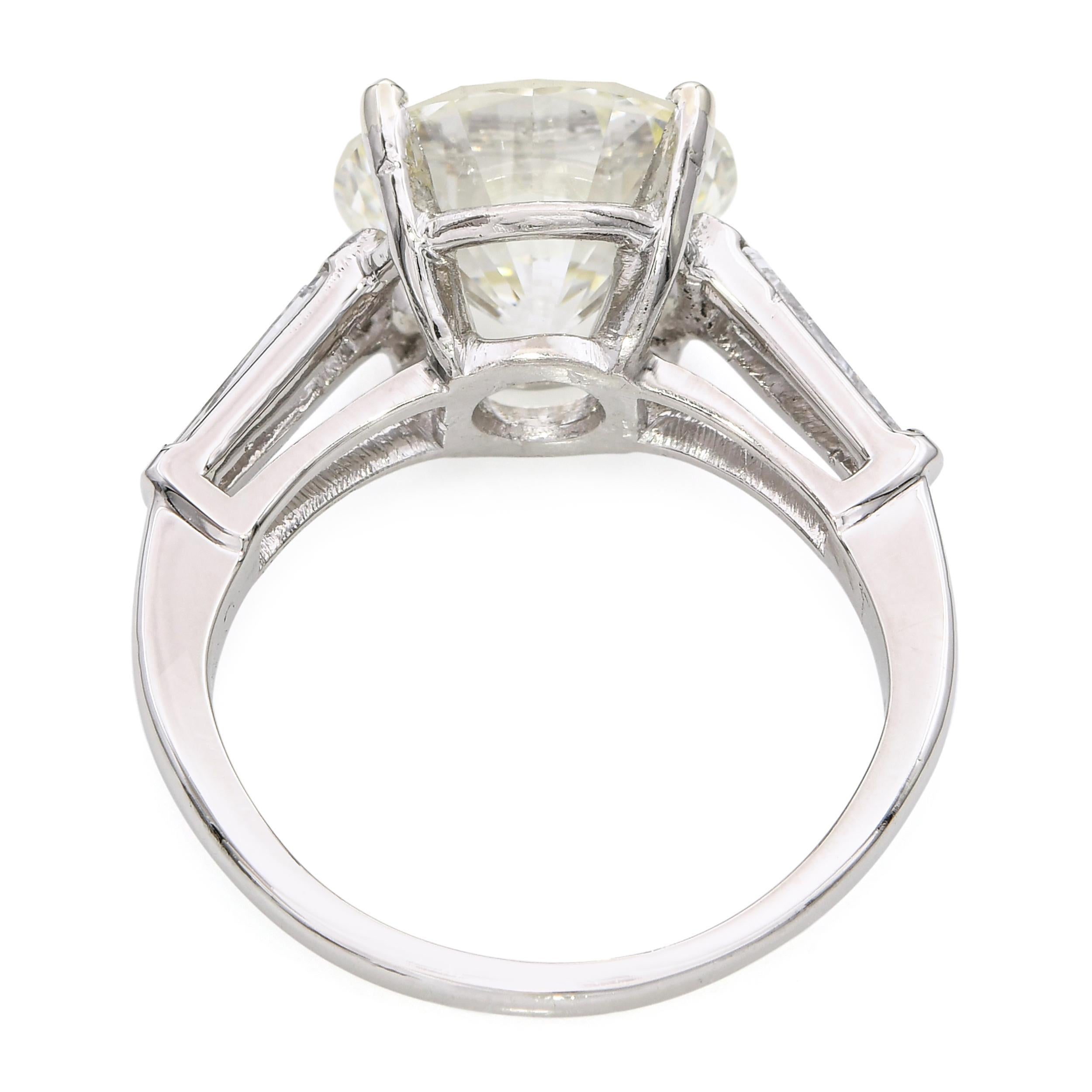 Bague vintage en platine GIA 3.84ct M Si1 Diamond Ring en vente 1