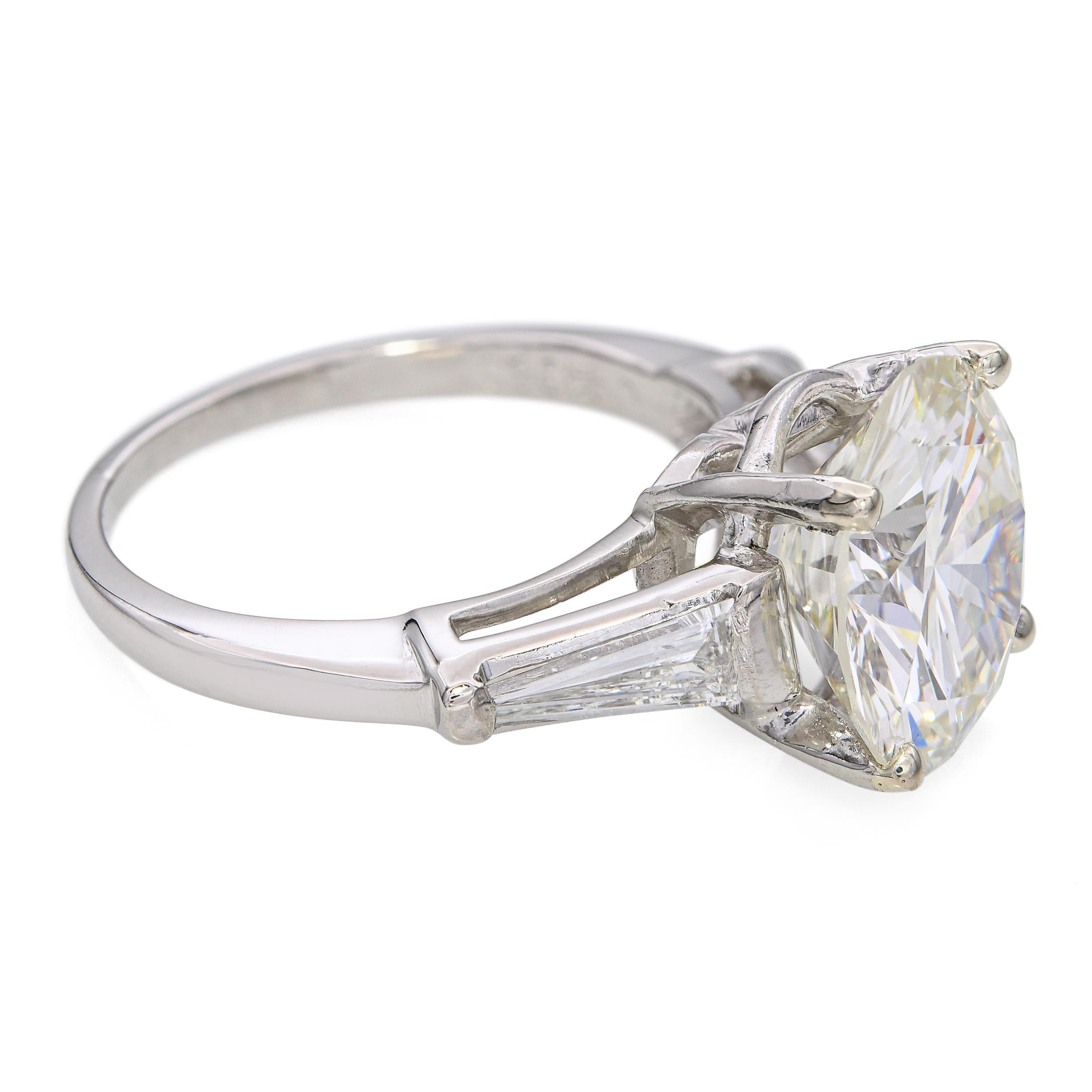 Bague vintage en platine GIA 3.84ct M Si1 Diamond Ring en vente 2